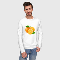 Лонгслив хлопковый мужской Апельсины, цвет: белый — фото 2