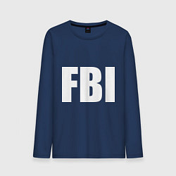 Лонгслив хлопковый мужской FBI цвета тёмно-синий — фото 1