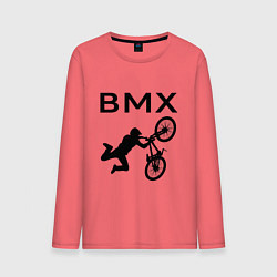Лонгслив хлопковый мужской Велоспорт BMX Z цвета коралловый — фото 1