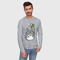 Лонгслив хлопковый мужской Totoro и бабочка, цвет: меланж — фото 2