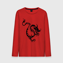 Лонгслив хлопковый мужской Китайский водяной дракон, цвет: красный