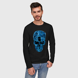 Лонгслив хлопковый мужской Skull - illusion, цвет: черный — фото 2
