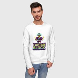 Лонгслив хлопковый мужской Roblox Captain Block Роблокс, цвет: белый — фото 2