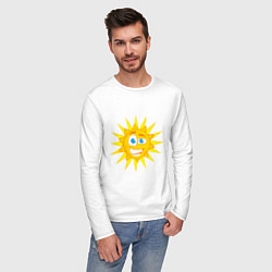 Лонгслив хлопковый мужской Летнее солнце, цвет: белый — фото 2