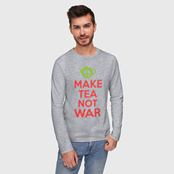 Лонгслив хлопковый мужской Make tea not war, цвет: меланж — фото 2