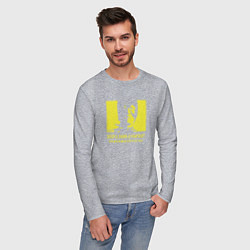 Лонгслив хлопковый мужской VANSAMA OFFICIAL Yellow, цвет: меланж — фото 2