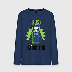 Лонгслив хлопковый мужской Trust me, i'm doctor who, цвет: тёмно-синий