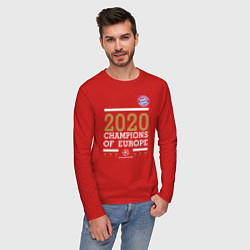 Лонгслив хлопковый мужской FC Bayern Munchen Champions of Europe 2020, цвет: красный — фото 2