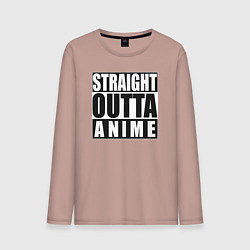 Лонгслив хлопковый мужской Straight Outta Anime, цвет: пыльно-розовый