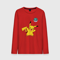 Лонгслив хлопковый мужской Pokemon pikachu 1, цвет: красный