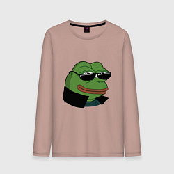 Лонгслив хлопковый мужской Pepe в очках EZ, цвет: пыльно-розовый
