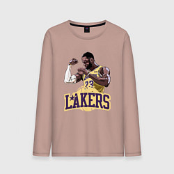 Лонгслив хлопковый мужской LeBron - Lakers, цвет: пыльно-розовый