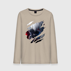 Лонгслив хлопковый мужской Кен Канеки, цвет: миндальный