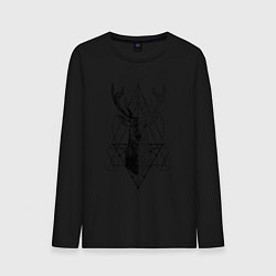 Лонгслив хлопковый мужской Polygonal deer, цвет: черный