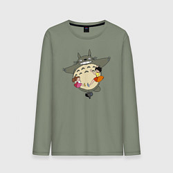 Лонгслив хлопковый мужской Тоторо и девочки, цвет: авокадо