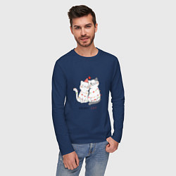 Лонгслив хлопковый мужской Merry Cat, цвет: тёмно-синий — фото 2
