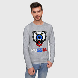 Лонгслив хлопковый мужской Русский медведь, цвет: меланж — фото 2