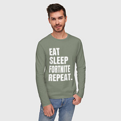 Лонгслив хлопковый мужской EAT SLEEP FORTNITE REPEAT, цвет: авокадо — фото 2