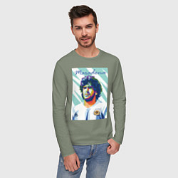 Лонгслив хлопковый мужской Марадона золотой мальчик, цвет: авокадо — фото 2