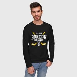 Лонгслив хлопковый мужской Бостон Брюинз, цвет: черный — фото 2