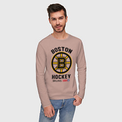 Лонгслив хлопковый мужской BOSTON BRUINS NHL, цвет: пыльно-розовый — фото 2