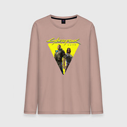 Лонгслив хлопковый мужской Cyberpunk 2077, цвет: пыльно-розовый