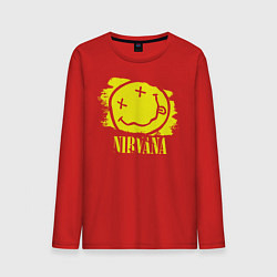 Лонгслив хлопковый мужской Nirvana Smile, цвет: красный