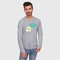 Лонгслив хлопковый мужской Чык-Чырык Мем, цвет: меланж — фото 2