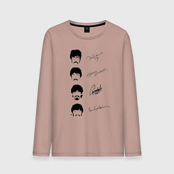 Лонгслив хлопковый мужской The Beatles автографы, цвет: пыльно-розовый