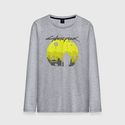 Лонгслив хлопковый мужской Cyberpunk 2077 CITY, цвет: меланж