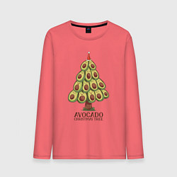 Лонгслив хлопковый мужской Avocado Christmas Tree, цвет: коралловый