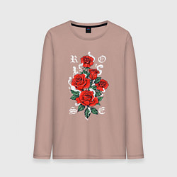 Лонгслив хлопковый мужской РОЗЫ ROSES SMOKE, цвет: пыльно-розовый