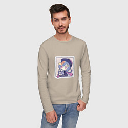 Лонгслив хлопковый мужской Ци Ци, цвет: миндальный — фото 2