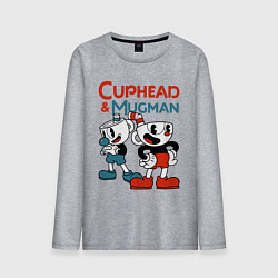 Лонгслив хлопковый мужской Cuphead & Mugman, цвет: меланж