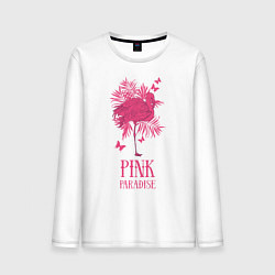 Лонгслив хлопковый мужской Pink paradise, цвет: белый
