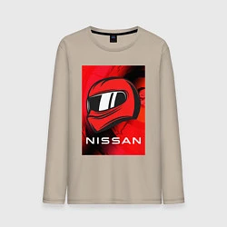 Лонгслив хлопковый мужской Nissan - Paint, цвет: миндальный