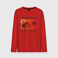 Лонгслив хлопковый мужской Майами - Флорида, цвет: красный