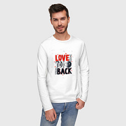 Лонгслив хлопковый мужской Love back, цвет: белый — фото 2