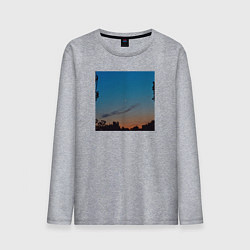 Лонгслив хлопковый мужской Луна на фоне заката, цвет: меланж