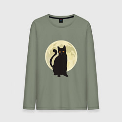 Лонгслив хлопковый мужской Moon Cat, цвет: авокадо