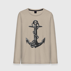 Лонгслив хлопковый мужской ЧЕРНЫЙ ЯКОРЬ, цвет: миндальный