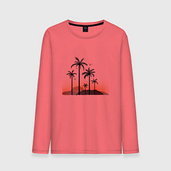 Лонгслив хлопковый мужской Palm tree, цвет: коралловый