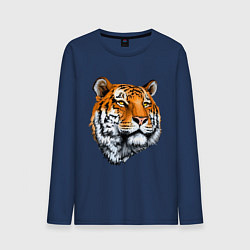 Лонгслив хлопковый мужской Тигр, цвет: тёмно-синий