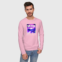 Лонгслив хлопковый мужской На скейте в бесконечность Као, цвет: светло-розовый — фото 2