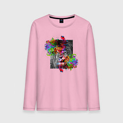 Лонгслив хлопковый мужской Ухмылка льва, цвет: светло-розовый