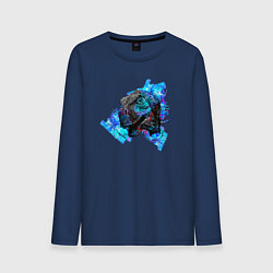 Лонгслив хлопковый мужской Пасть динозавра, цвет: тёмно-синий