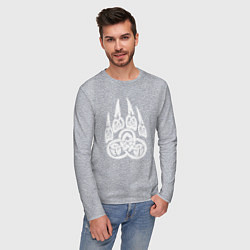 Лонгслив хлопковый мужской Символ Велеса Медвежья лапа, цвет: меланж — фото 2