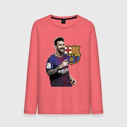 Лонгслив хлопковый мужской Lionel Messi Barcelona Argentina, цвет: коралловый