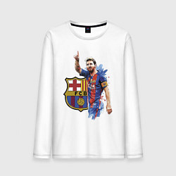 Лонгслив хлопковый мужской Lionel Messi Barcelona Argentina!, цвет: белый