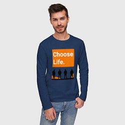 Лонгслив хлопковый мужской Choose Life, цвет: тёмно-синий — фото 2
